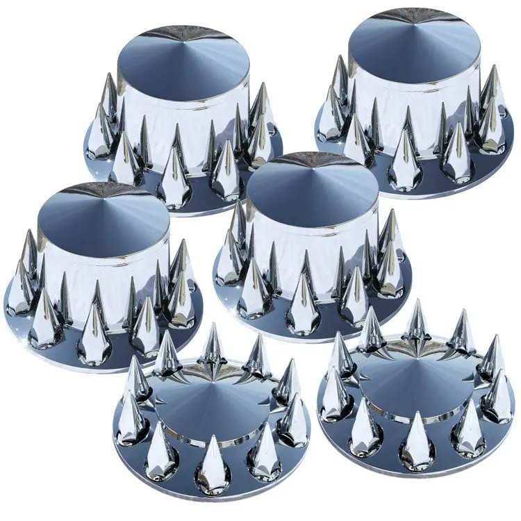 Pointed Cap And Spike Nut Covers 6 Piece Tandem Rear Axle Set 1