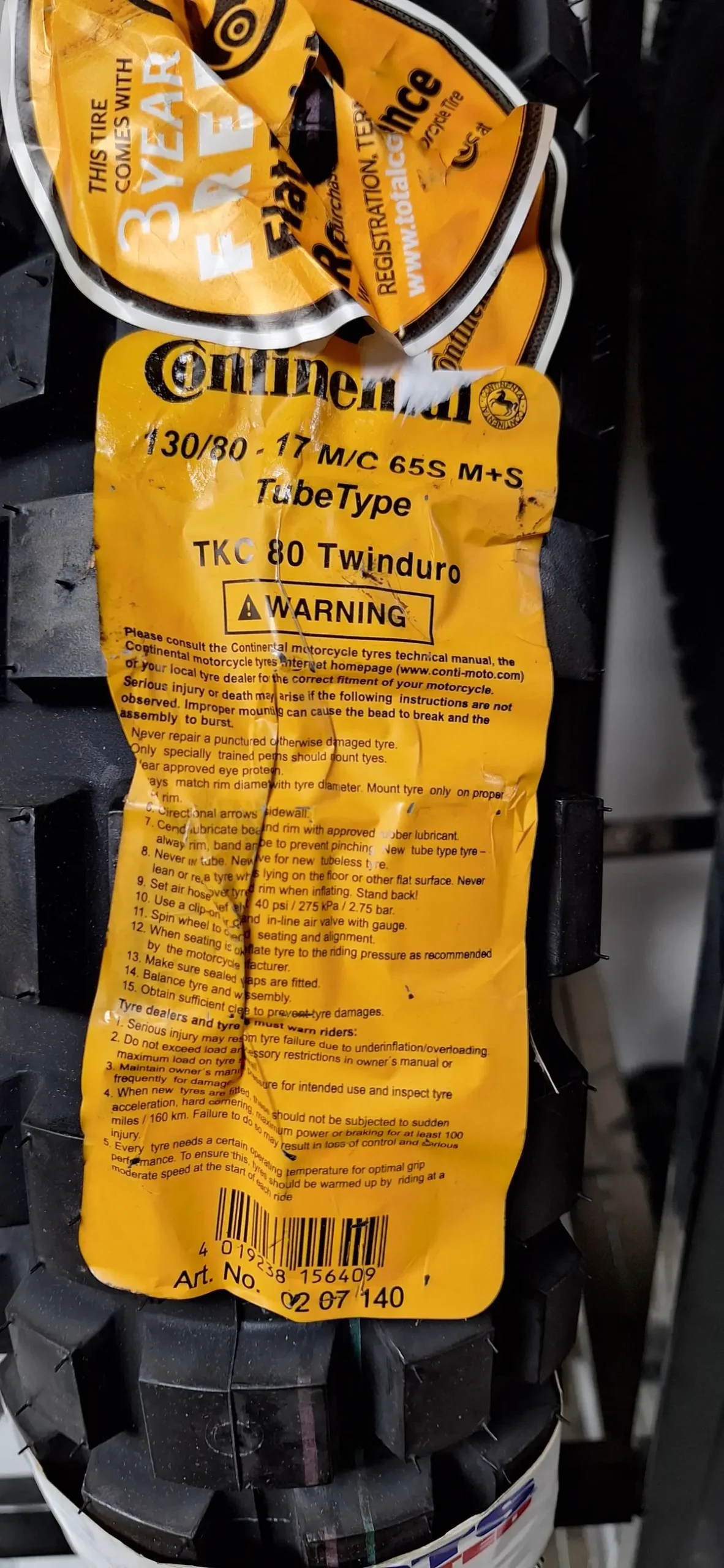 Continental Tkc80 Twindero 130/80-17 Closeout Tires 1
