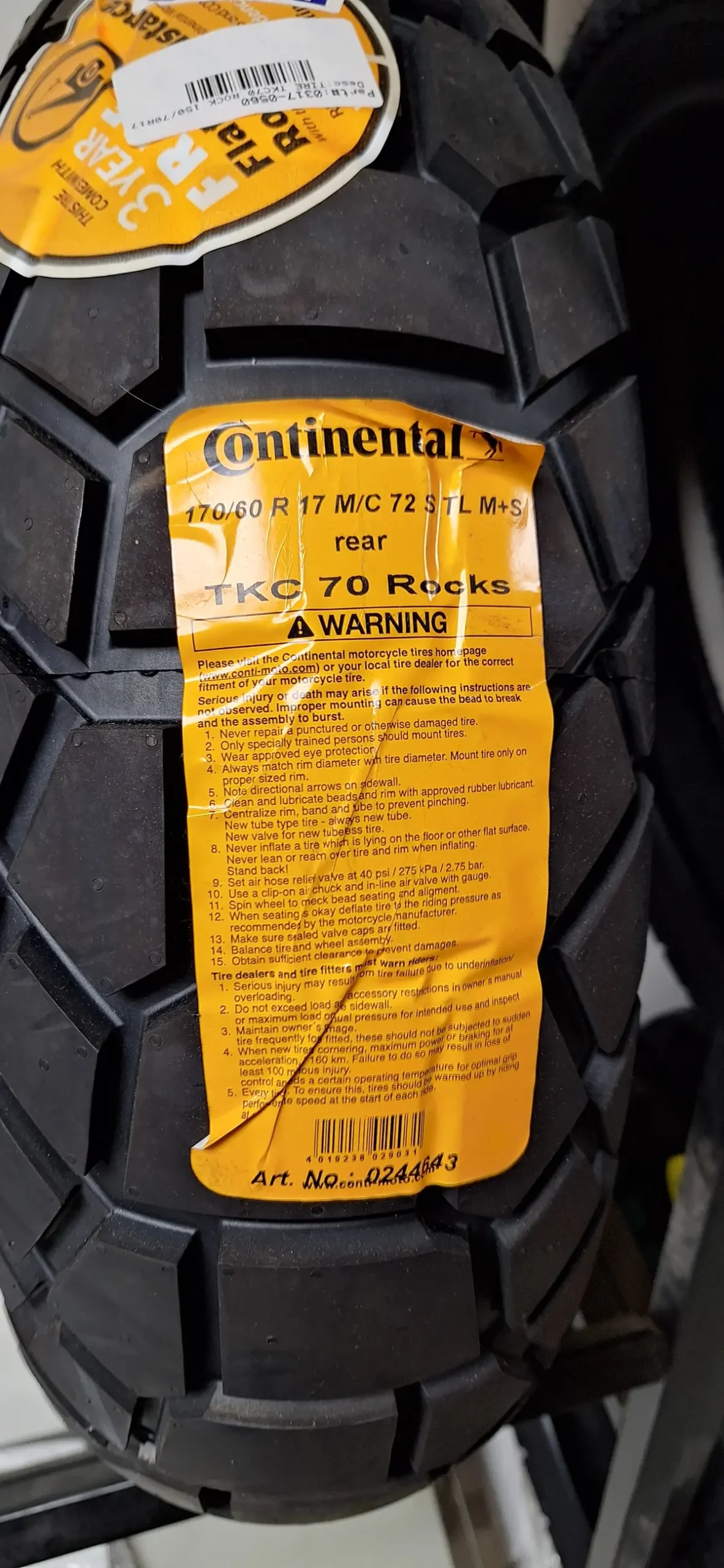 Continental Tkc Rocks 170/60-17 Closeout Tires 1