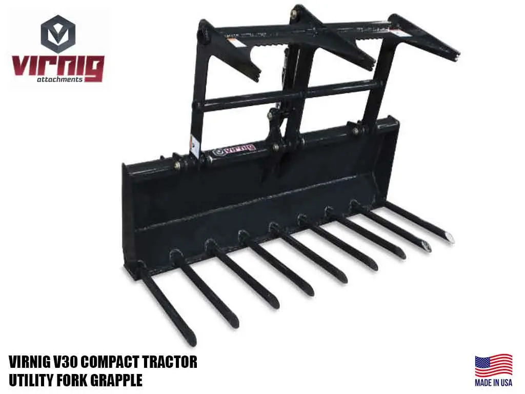 Virnig V30 Compact Tractor Utility Fork Grapple (Ssl) (Ctl) 1
