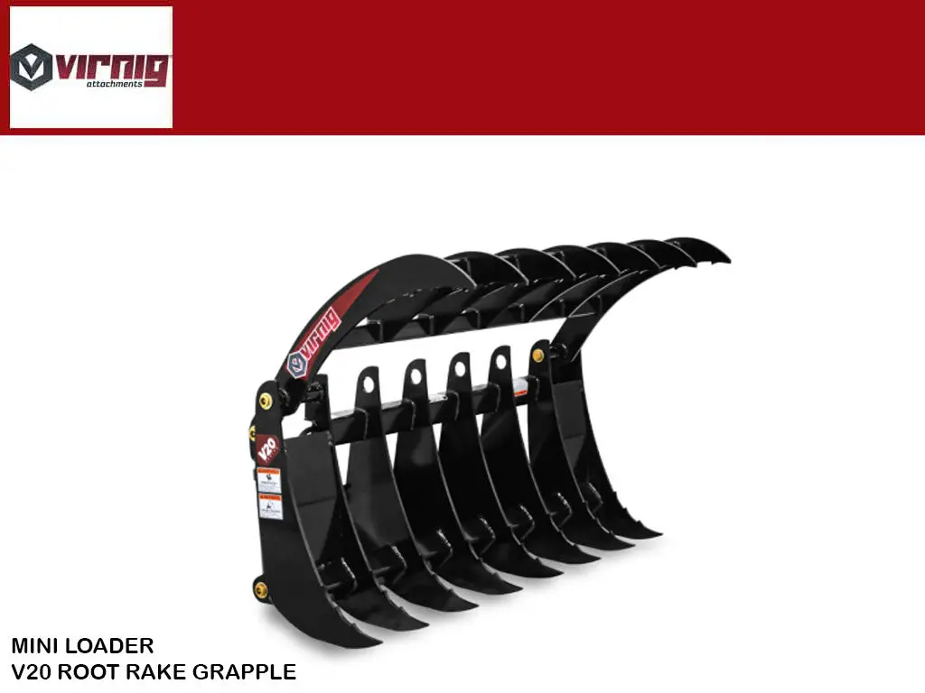Virnig V20 Mini Skid Steer Root Rake Grapple 1