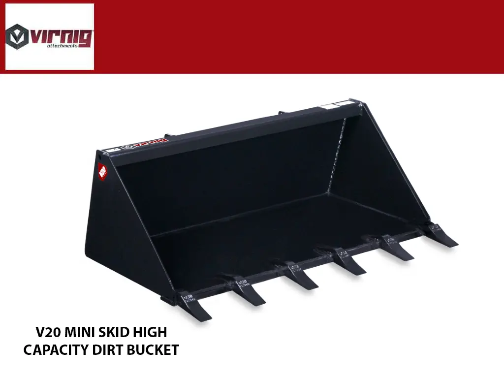 Virnig V20 Mini Skid Steer High Capacity Dirt Bucket 1