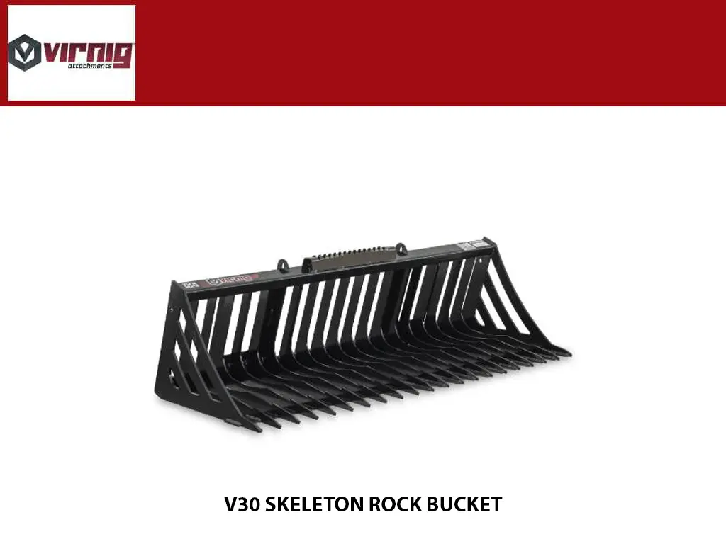 Virnig V30 Compact Tractor Skeleton Rock Bucket For Tractors With Skid Steer Coupler 1