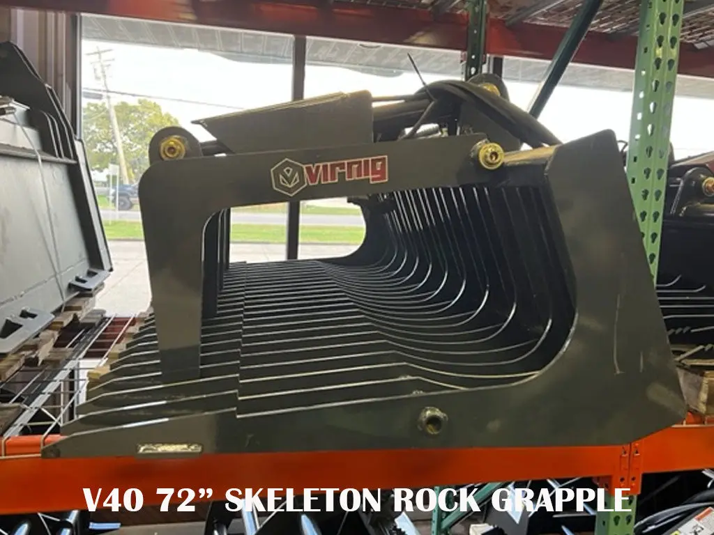 Clearance Item - New Virnig V40 72" Skeleton Rock Grapple With Open Sides For Skid Steer 1