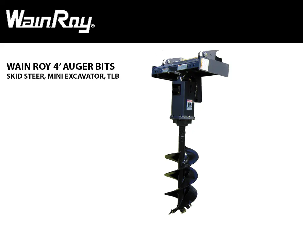 Wain Roy 4' Long Auger Bits For Skid Steer, Mini Excavator, Tlb 1