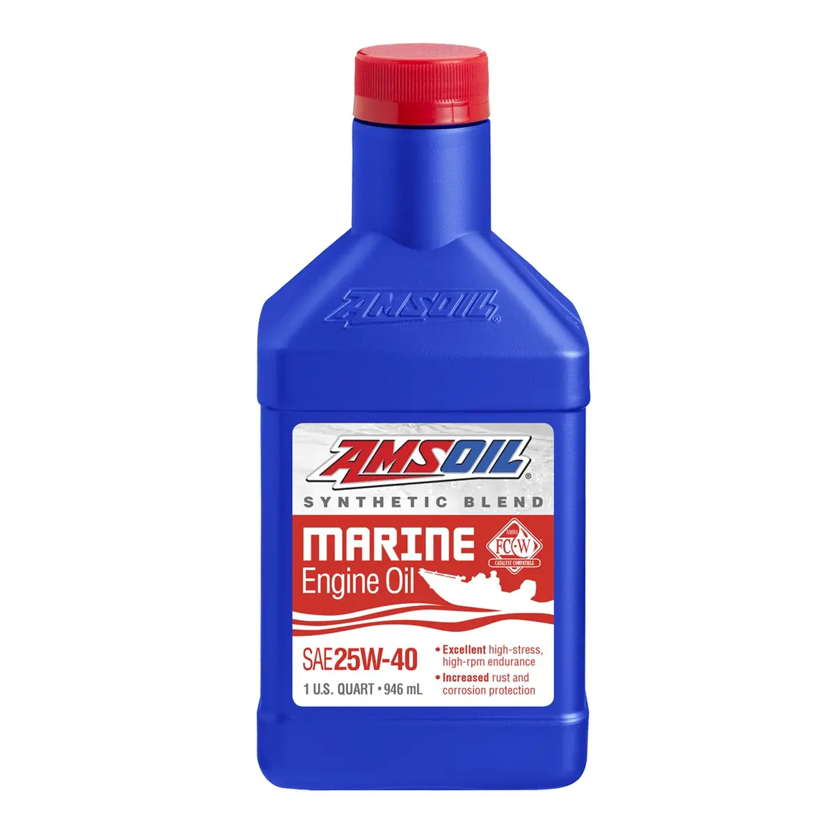Amsoil Synthetic-Blend Marine Engine Oil 25W40 1 Quart 1