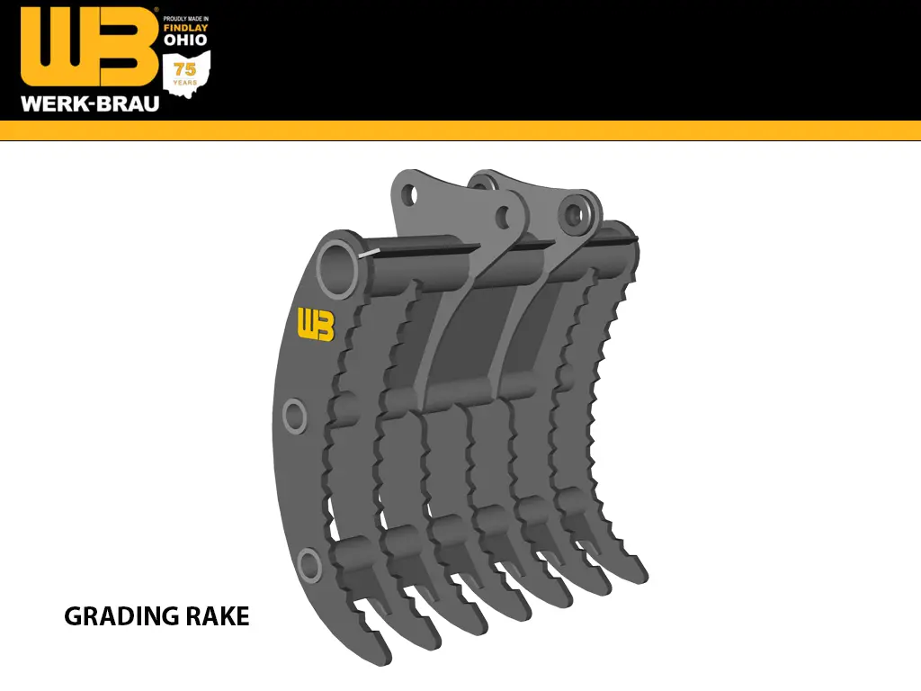 Werk Brau Grading Rake For Excavators 42,000 - 59,000 Lbs (20 & 25Mt) 1