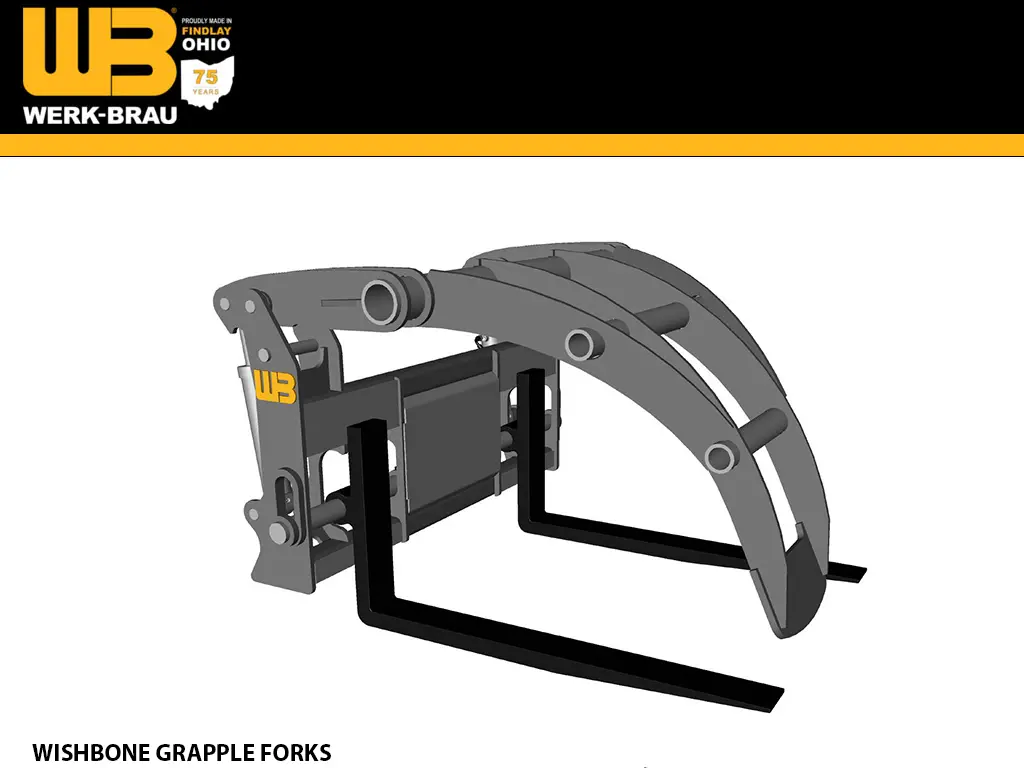 Werk-Brau Wishbone Grapple Forks For Wheel Loaders 33,000 - 51,000 Lbs. (Class 4 & 5) 1