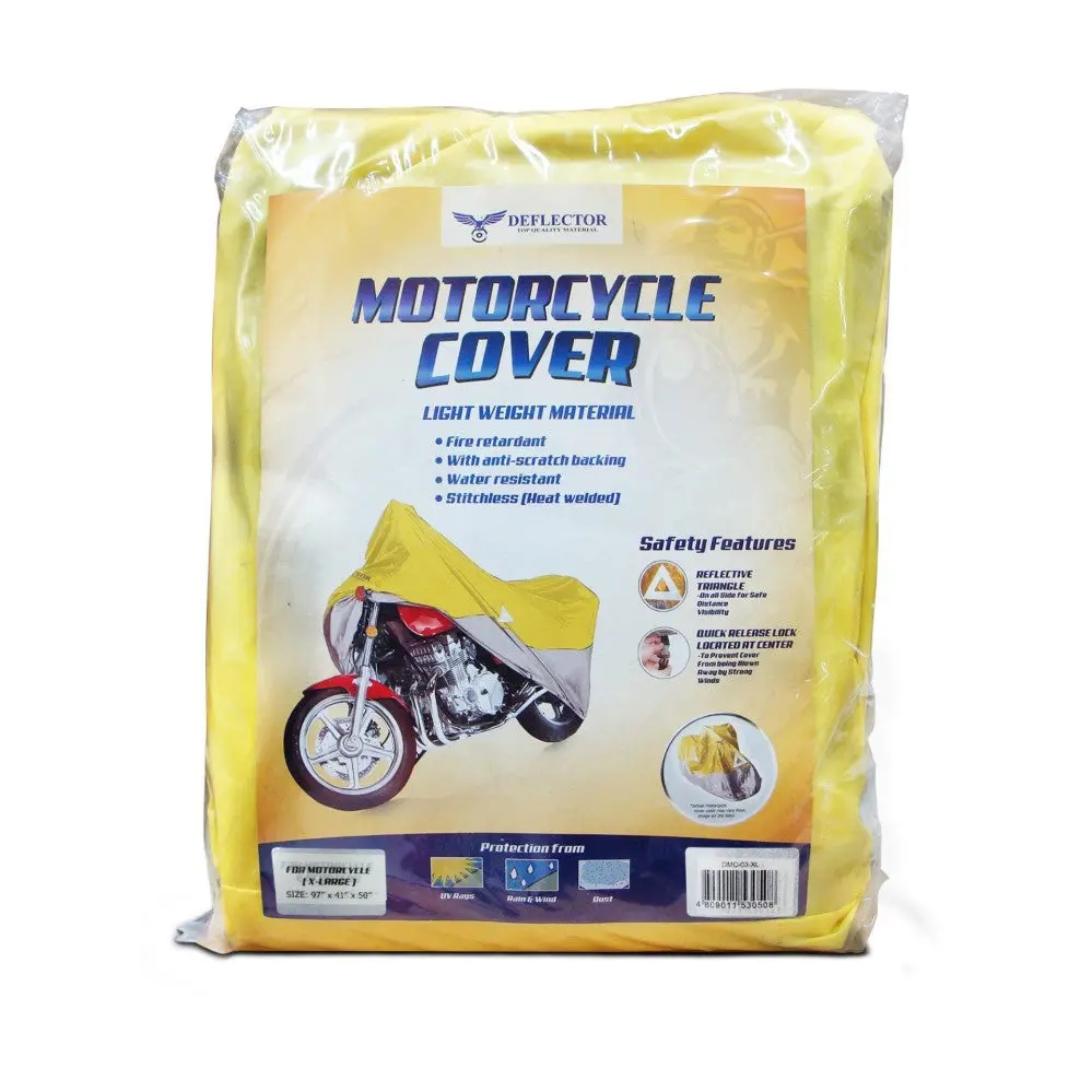 Deflector Motorcycle Cover Xl 2-Tone Color Yellow And Silver Grey 1