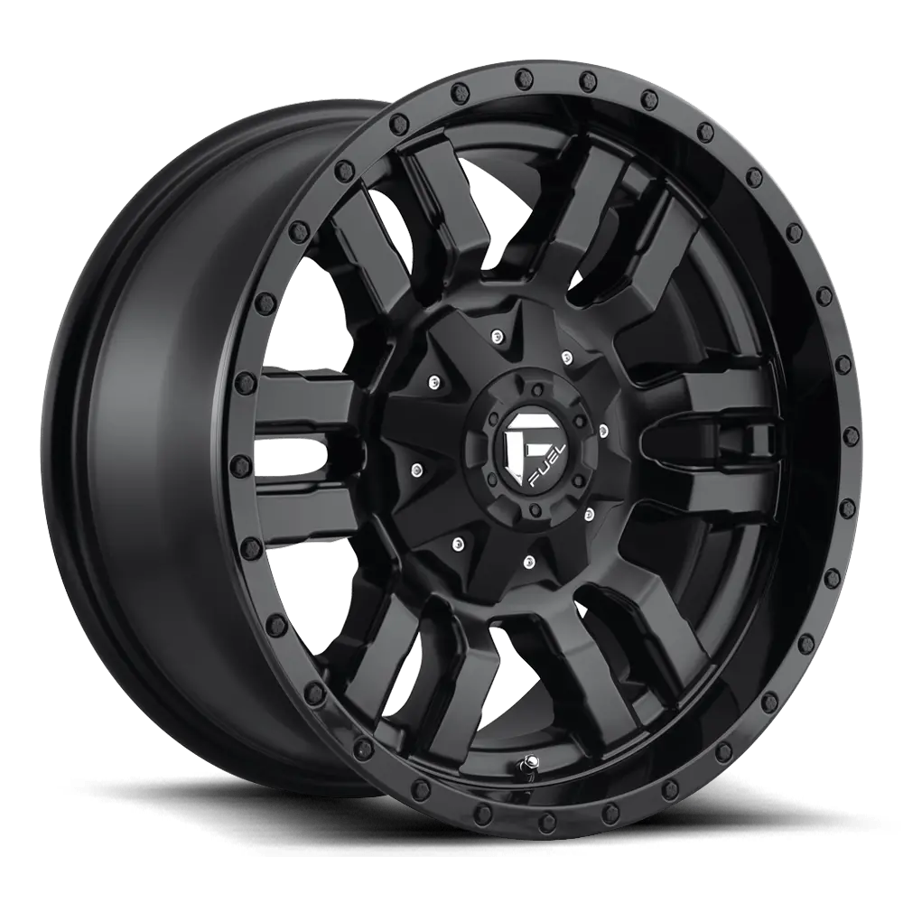 Fuel Sledge D596 Matte Black With Gloss Lip Finish Aluminum Wheel 1