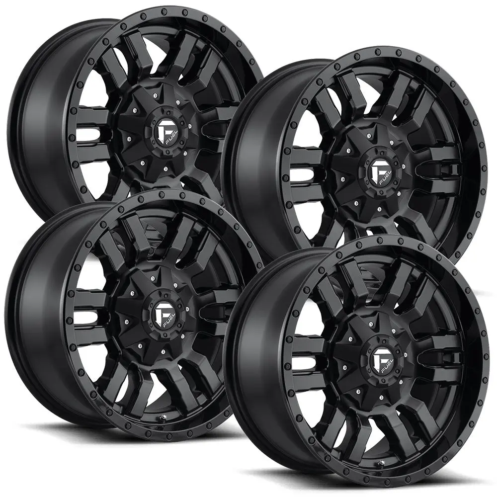 Fuel Sledge D596 Matte Black With Gloss Lip Chevy / Gmc Srw Wheel Kit (8X180) 1