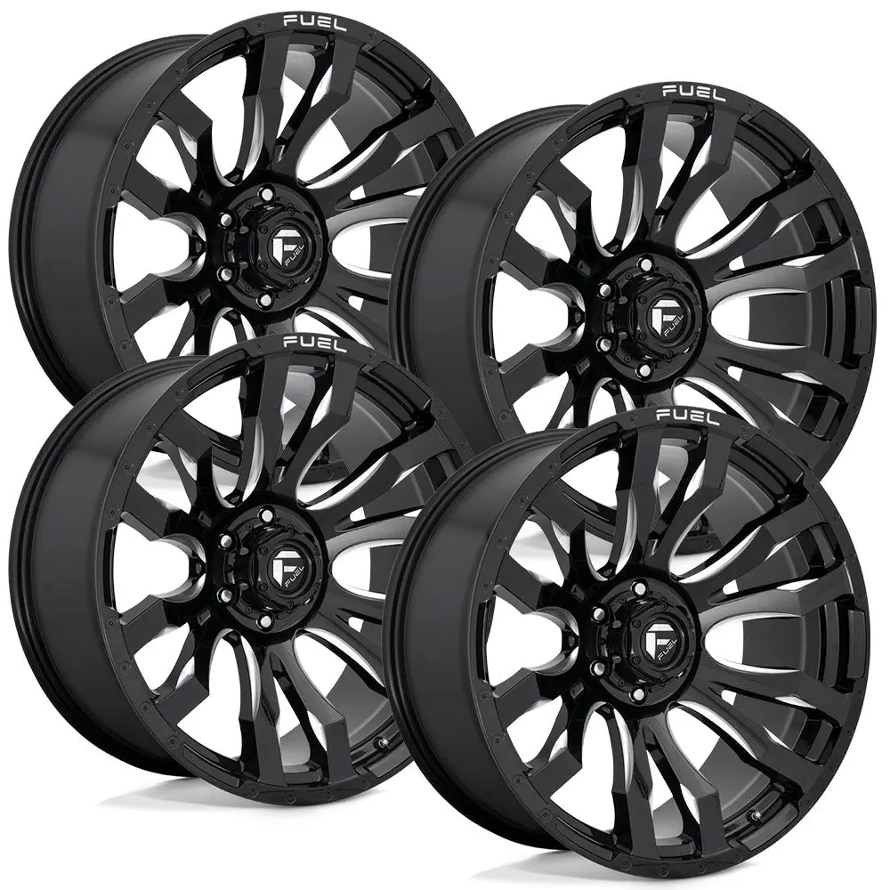 Fuel Blitz D673 Gloss Black Milled Aluminum Chevy / Gmc Srw Wheel Kit (8X180) 1