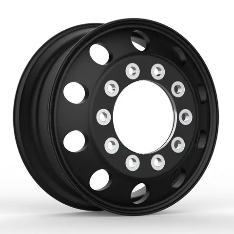 22.5X8.25 Northstar 10X285mm Hub Pilot "Lunar" Black Front 1