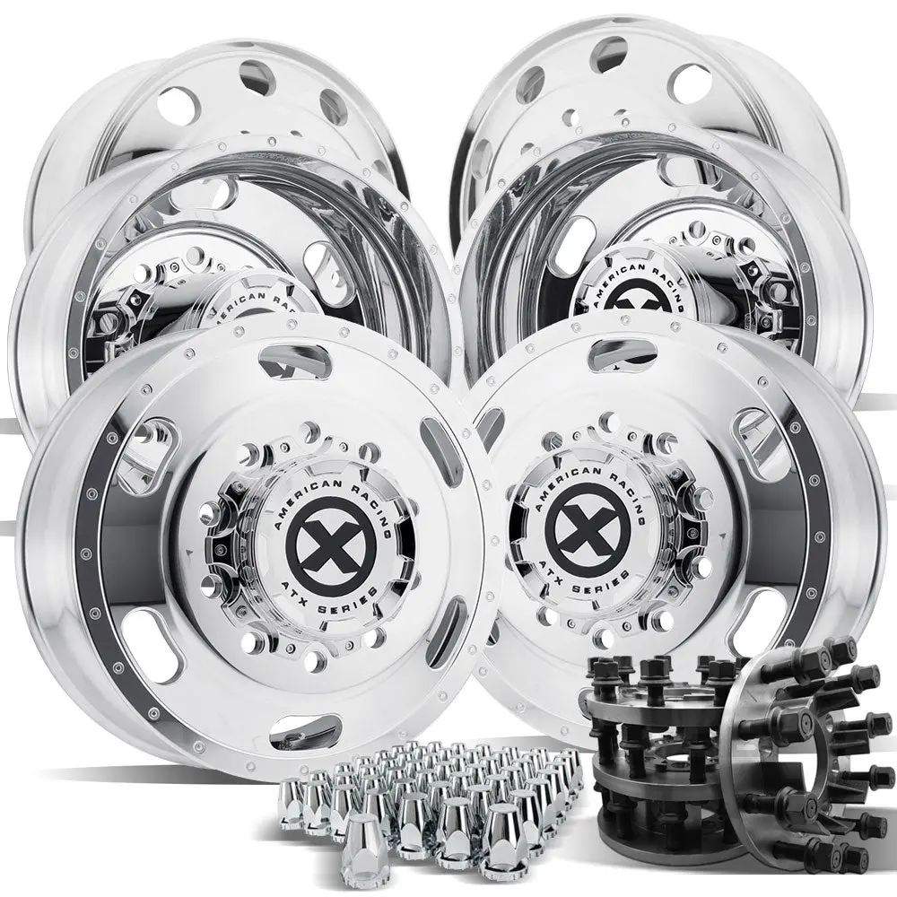 1-Ton Dually 8 To 10 Lug Adapter W/ 22.5 Polished Indy Wheels 1