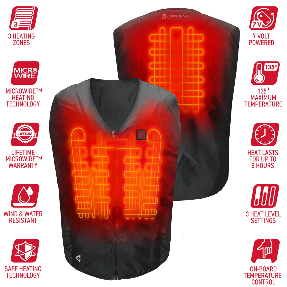 Gerbing 7V Battery Heated Vest Liner Rechargeable Portable Heated 1