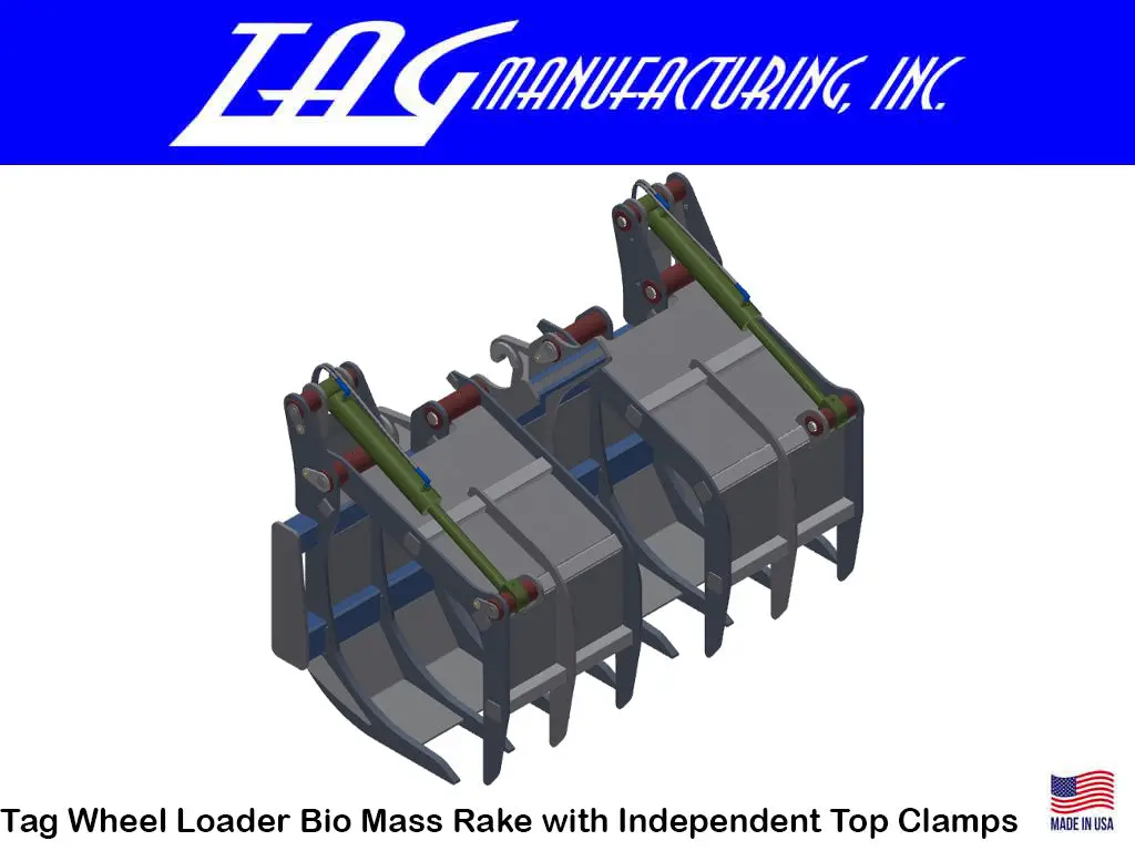 Tag Bio Mass Rake With Independent Top Clamps For Wheel Loaders 1