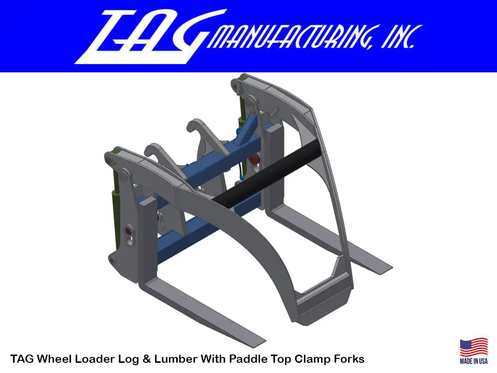 Tag Log & Lumber Forks With Paddle Top Clamp For Class 100 Wheel Loaders 1