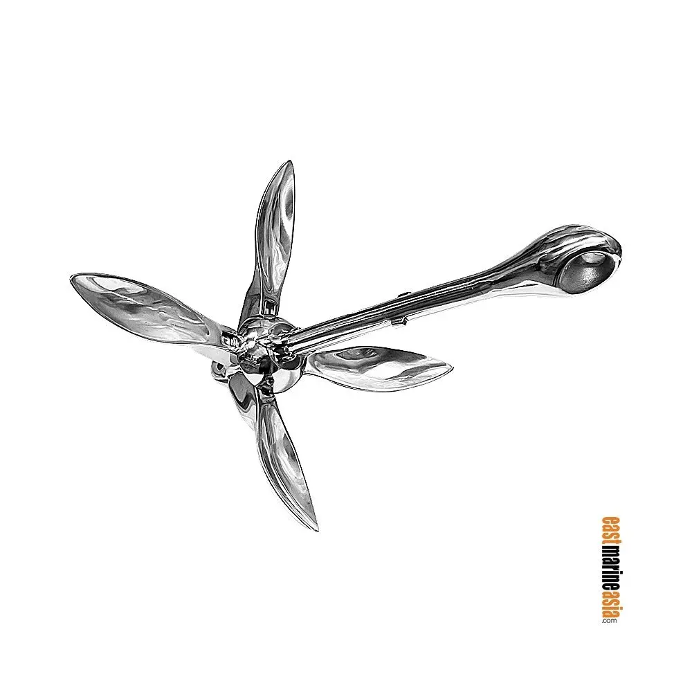 Aisi 316 Stainless Steel Mirror Finished Folding Grapnel Anchor 1