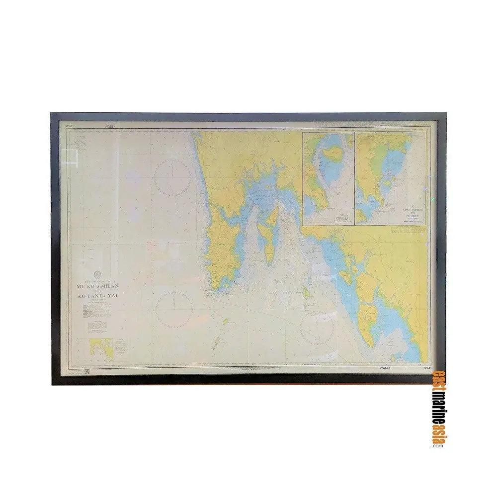 British Admiralty Framed Nautical Chart #3941 Mu Ko Similan To Ko Lanta Yai (Phuket Island) 1