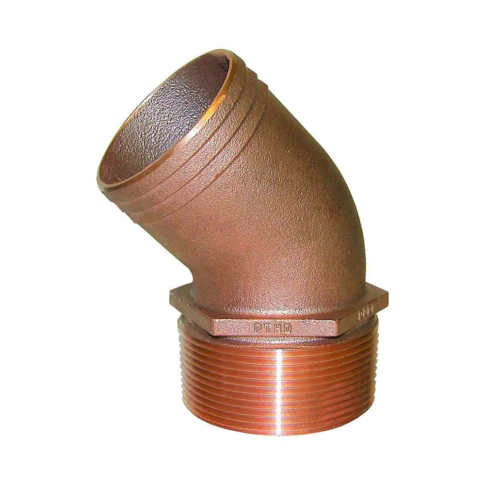 Groco Pthd Series 45° Bronze Pipe To Hose Standard Flow Fittings - Npt 1