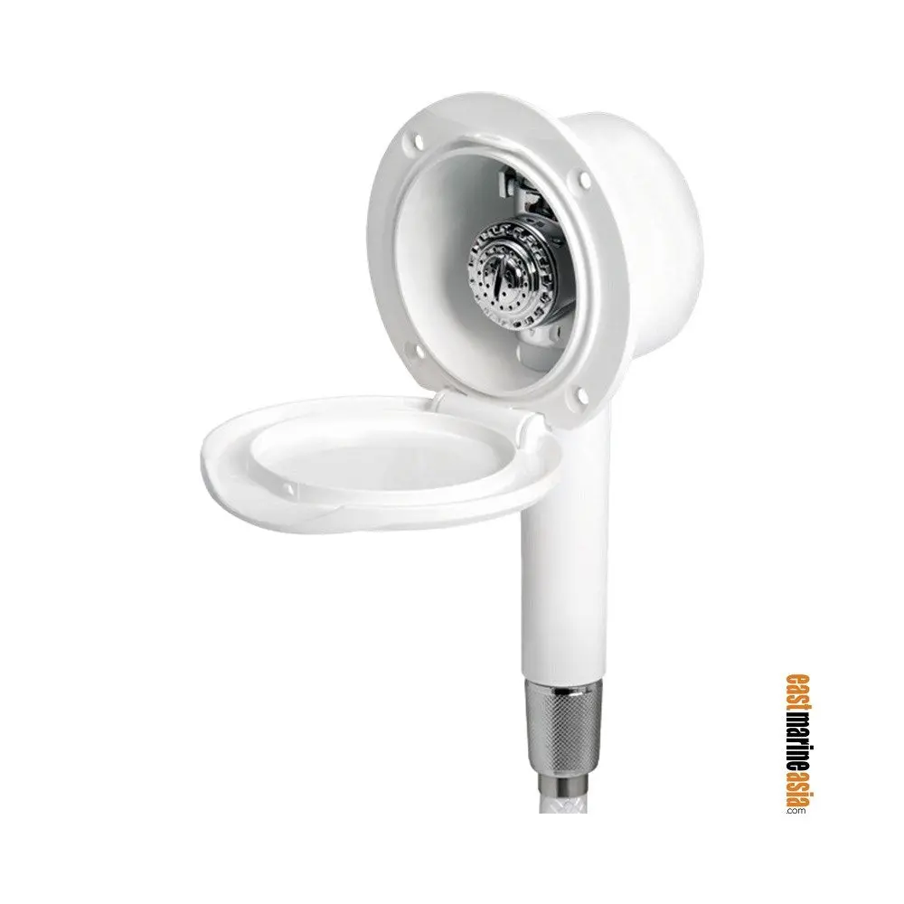 Osculati Classic Evo Shower Box (Bulkhead Mount) With Mizar Push-Button Shower Head 1