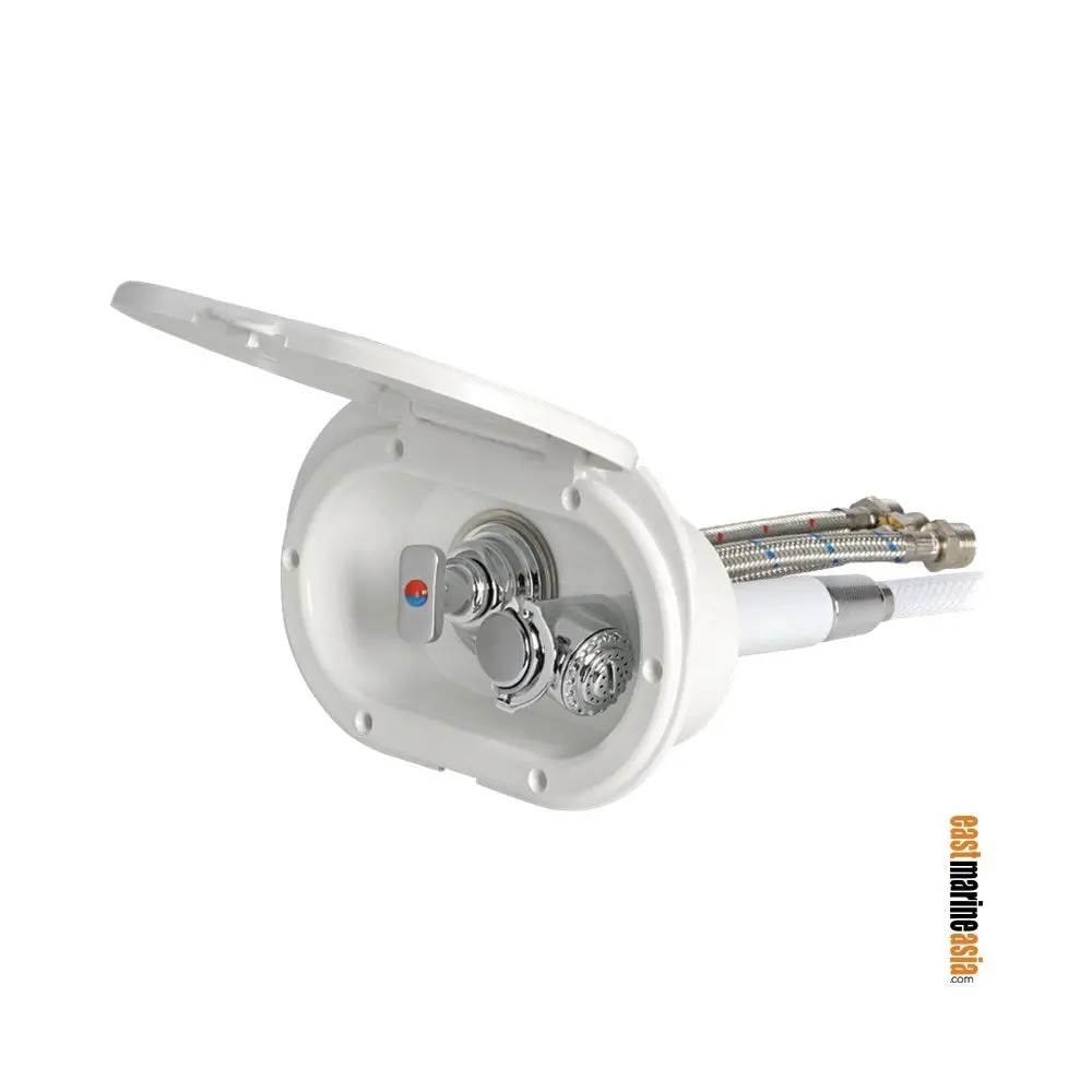 Osculati Oval Shower Box With Mixer & Mizar Push-Button Shower Head 1